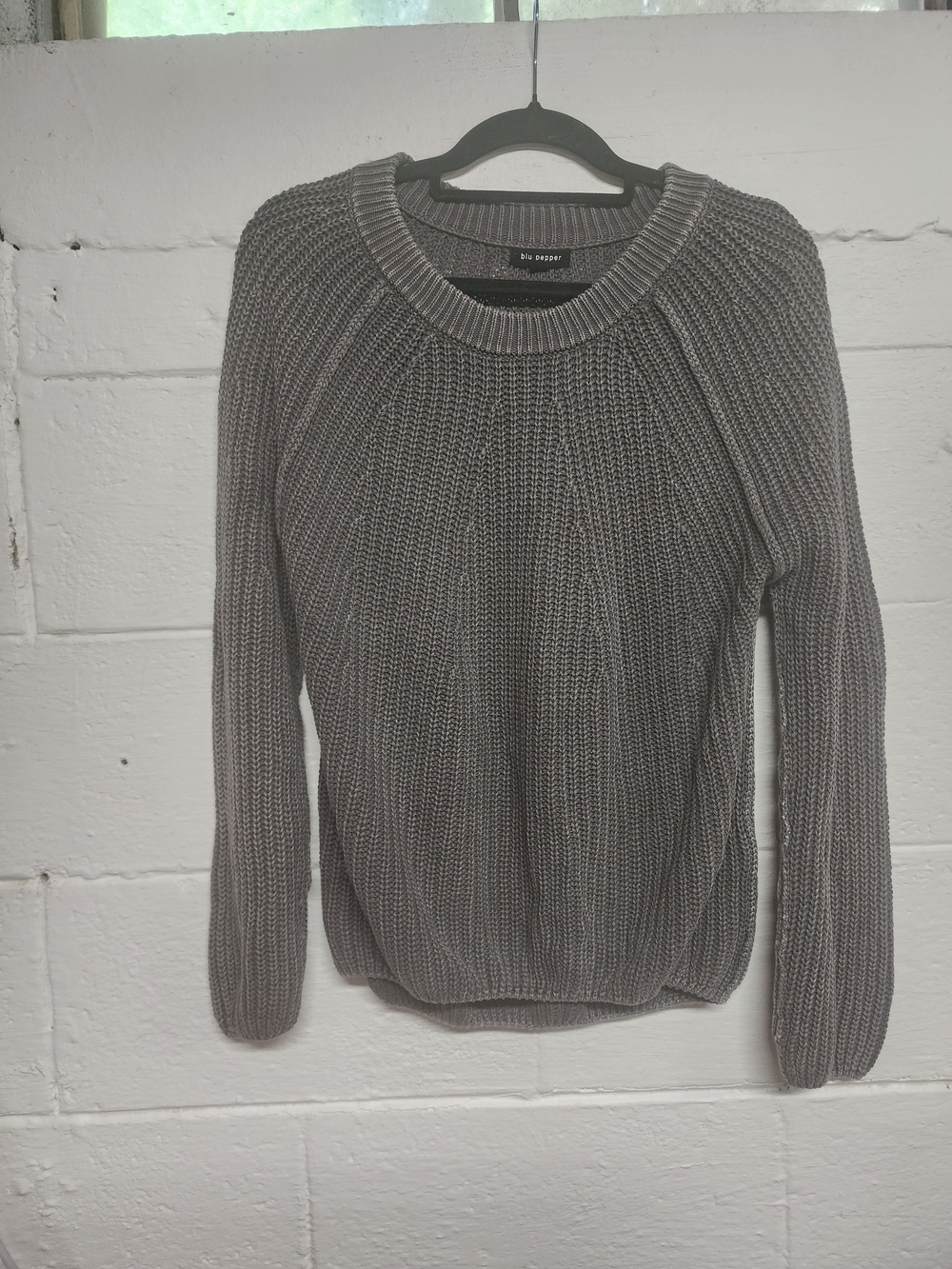 Blue Pepper Crewneck Knit Sweater - Gray